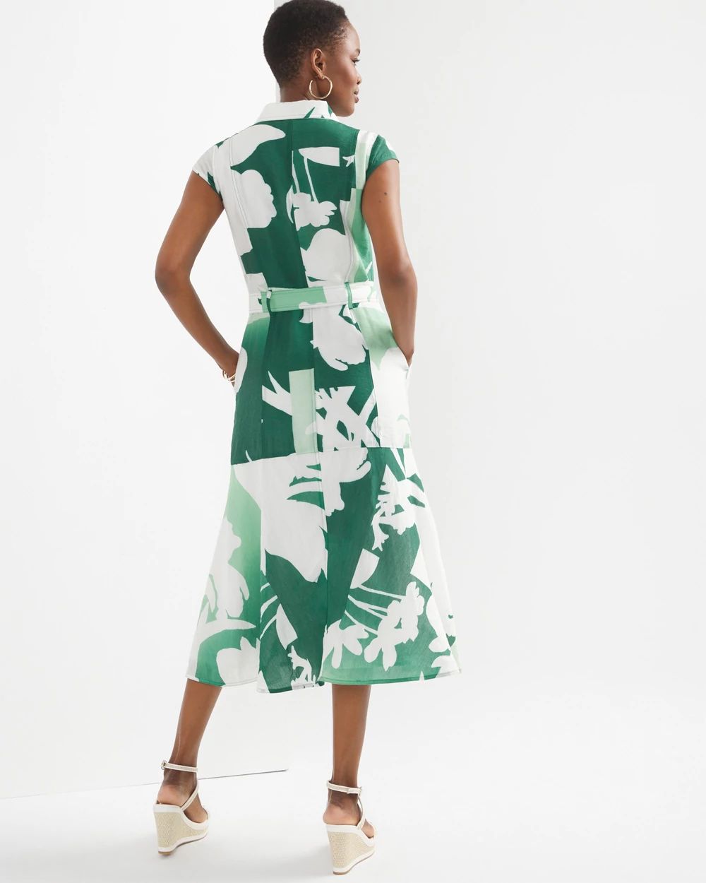 White house black market green dress best sale